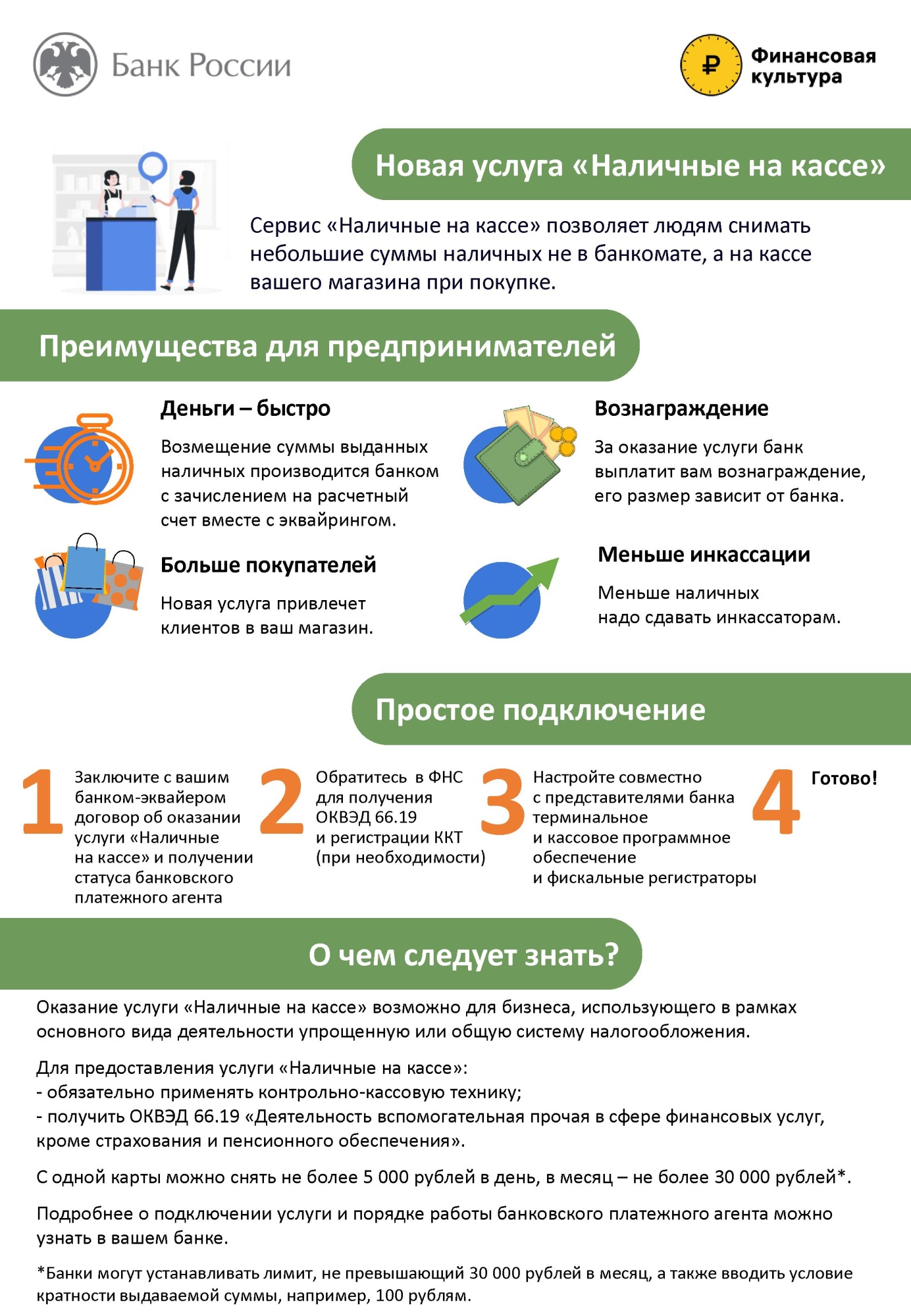 Новая услуга «Наличные на кассе» Новая услуга «Наличные на кассе»