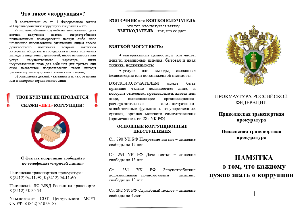 Памятка о том, что каждому нужно знать о коррупции