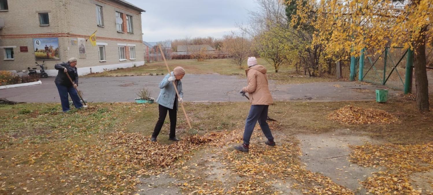 Сотрудники Дома детского творчества вышли на субботник, чтобы привести в порядок территорию