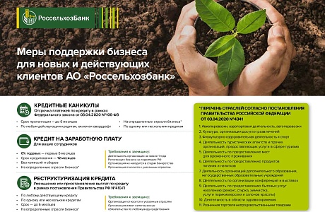 Меры поддержки бизнеса для новых и действующих клиентов АО "Россельхозбанк" Меры поддержки бизнеса для новых и действующих клиентов АО "Россельхозбанк"