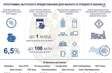В 2018 году малый и средний бизнес сможет получить кредиты под 6,5% годовых